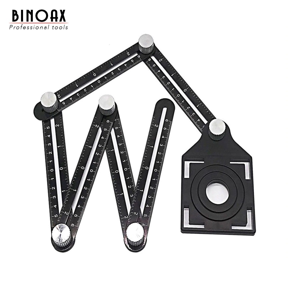 GS8u Binoax Alat Bantu Penanda Six Sided Ruler Measuring Instrument With Hole Locator - A50 - Black Or-i