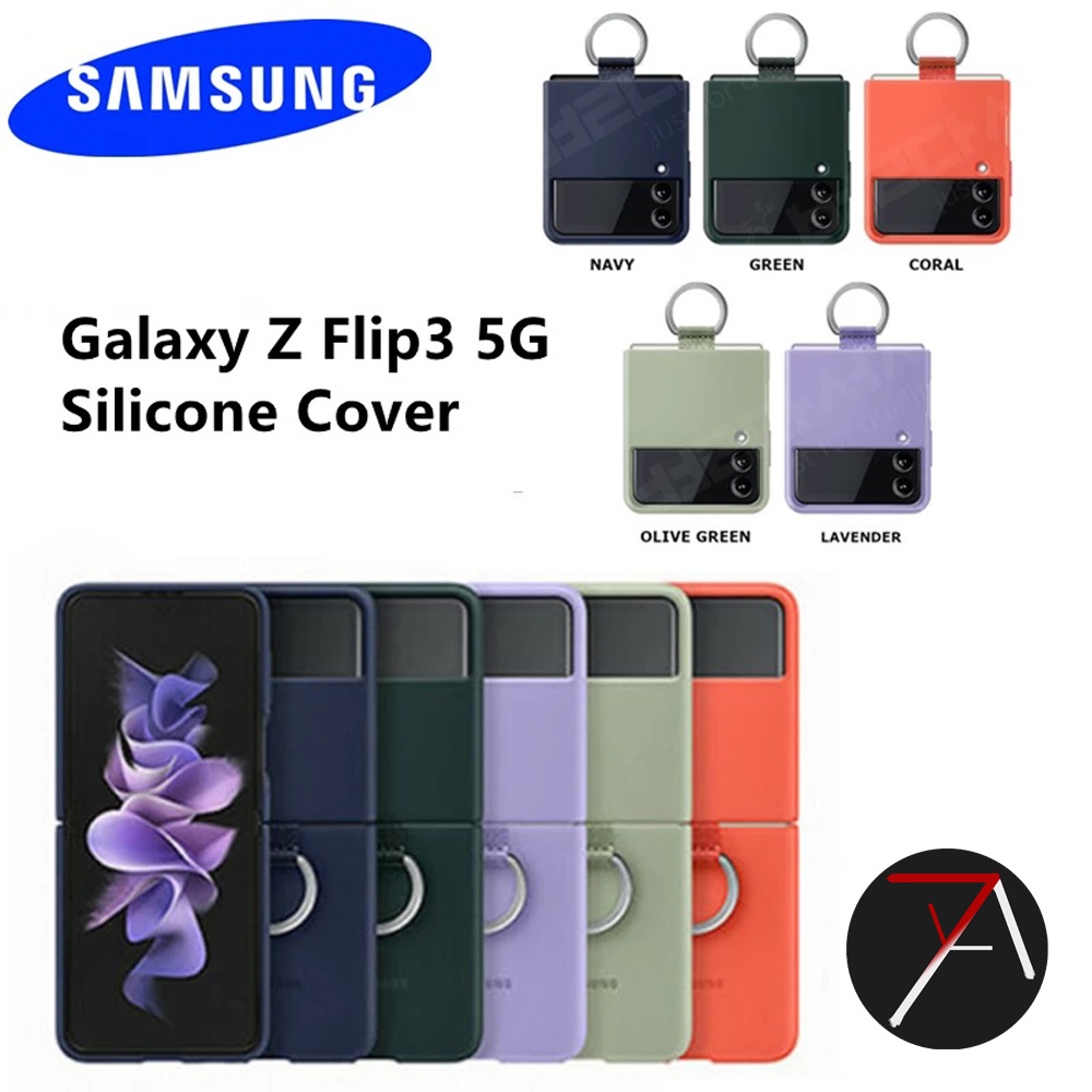 Samsung Galaxy Z Flip 3 Flip3 5G Silicone Full Cover Soft Case With Ring Softcase Silikon Casing Ori