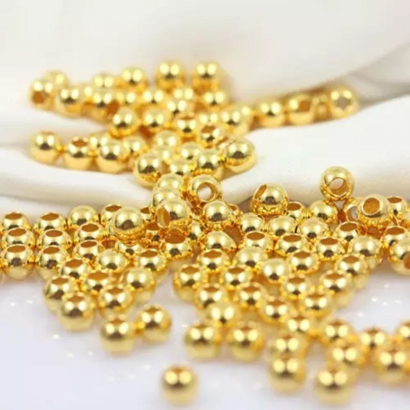 [Bayar di Tempat] Bola Emas DIY Beads Spacer Gold Plated Spiral Pattern Beads