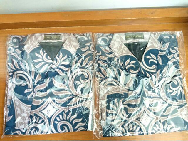 Batik Solo Kemeja Batik Solo Lengan Panjang Lapis Furin Senopati Navy Florist Atasan Modern Premium