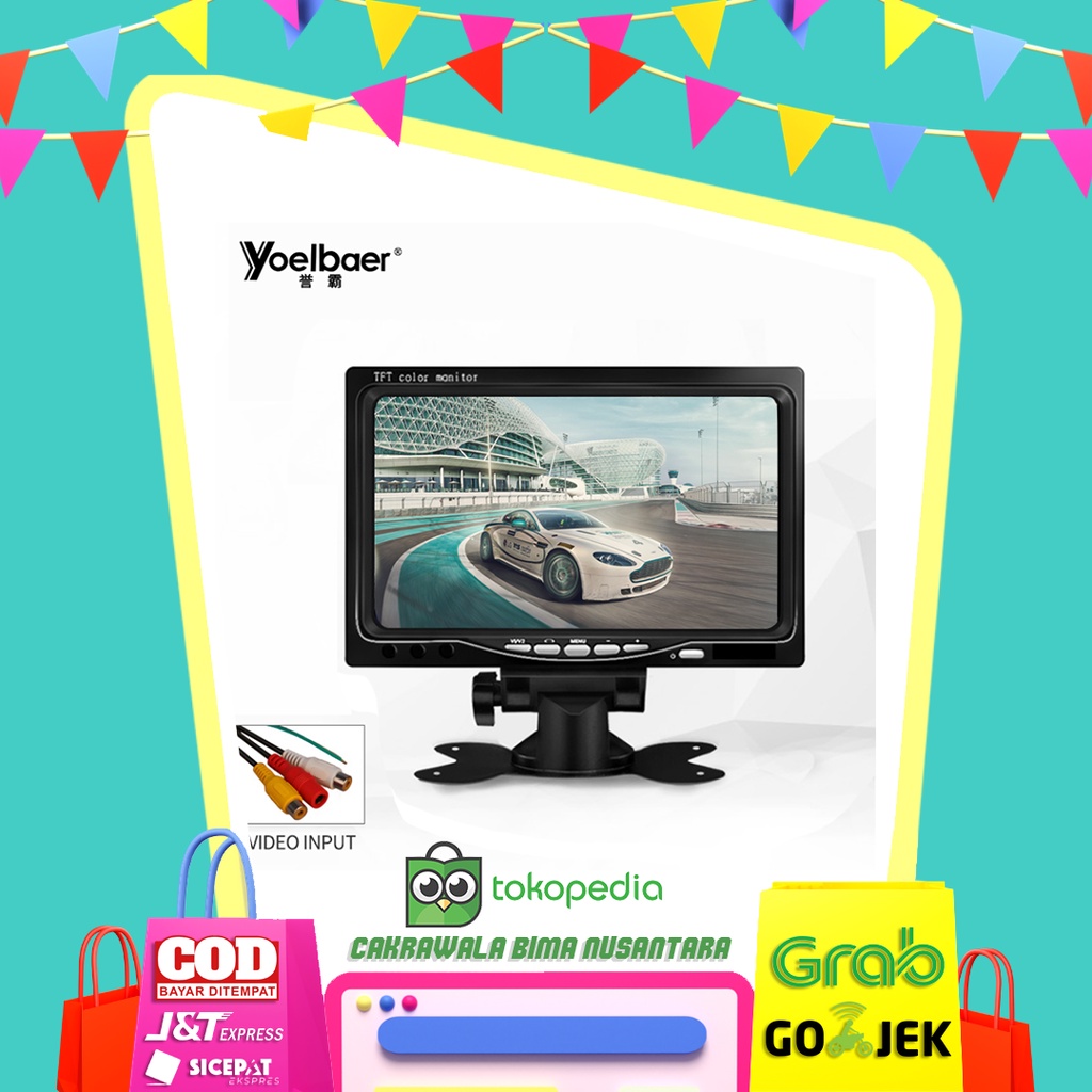 Mobil TFT LCD 7 Inch Layar Monitor