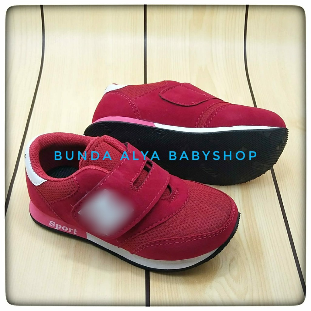 Sepatu Anak Laki Laki Usia 4 - 6 Tahun MERAH Sneakers - Sepatu Anak Sport Cowok Cewek Alas Anti Licin Size 28 - 31