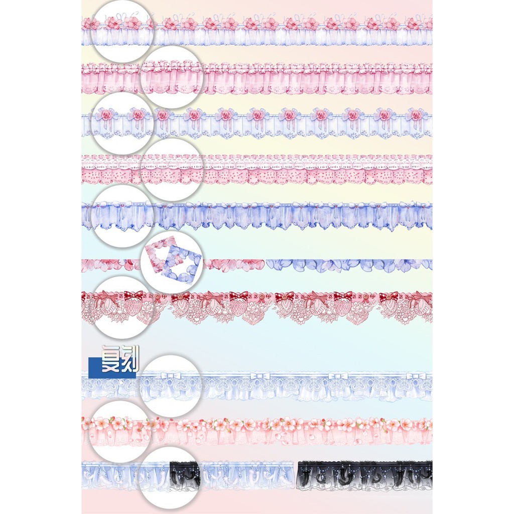 

[SAMPLE] PET tape | masking tape (glossy & waterproof) - LACE (bukan washi tape)