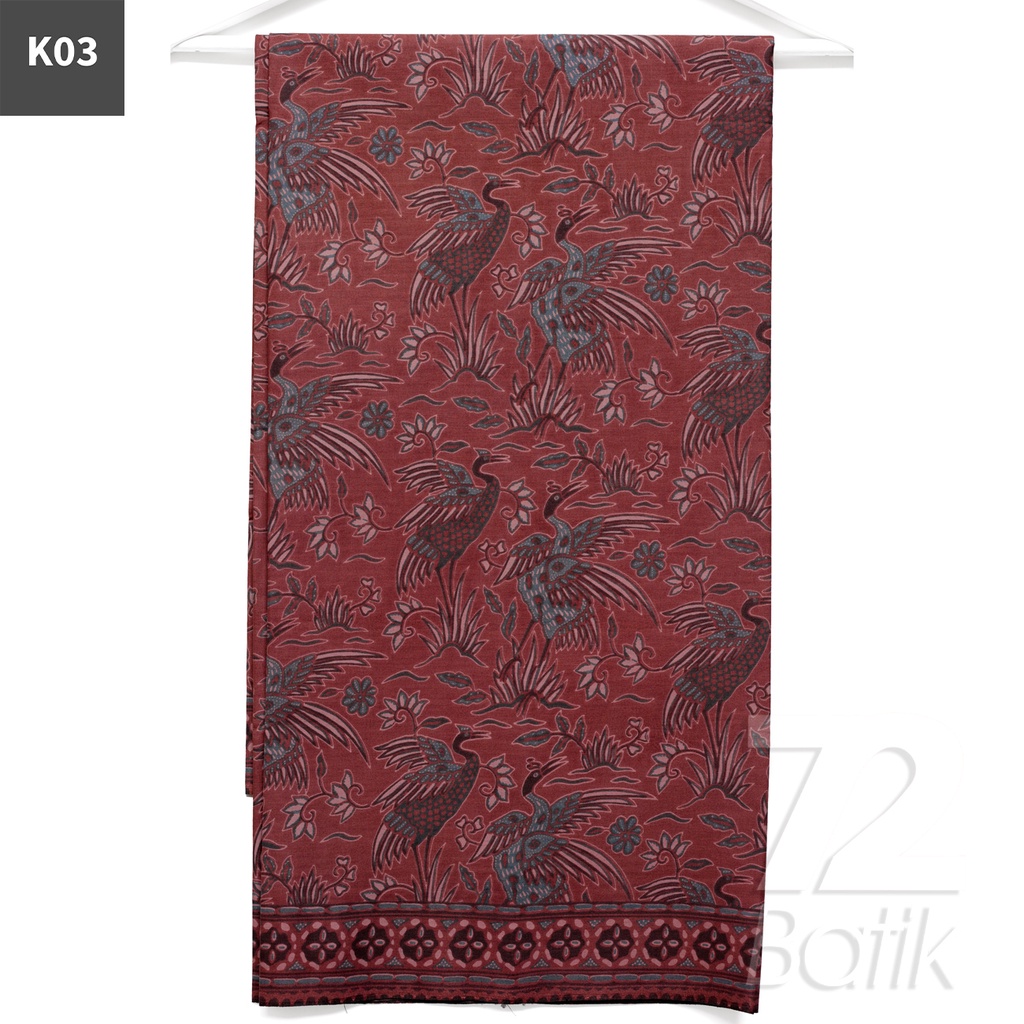 KAIN BATIK KATUN Premium Motif Bangau Two Tone Pagi Sore Warna Merah Bata 721601 Cap 72 Jarik Jarit Samping Kebat Panjang Batik Katun Modern Premium Bahan Seragam Batik Pernikahan Kantor Keluarga Murah Kamen Jadi Batik Bali Lembaran