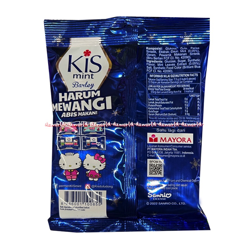 Kis Mint Barley Hello Kitty Dear Daniel 100gr Permen Kiss Untuk Nafas Harum