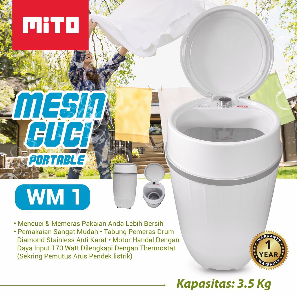 Mesin Cuci Mini Portable 3.5 KG Mito WM1