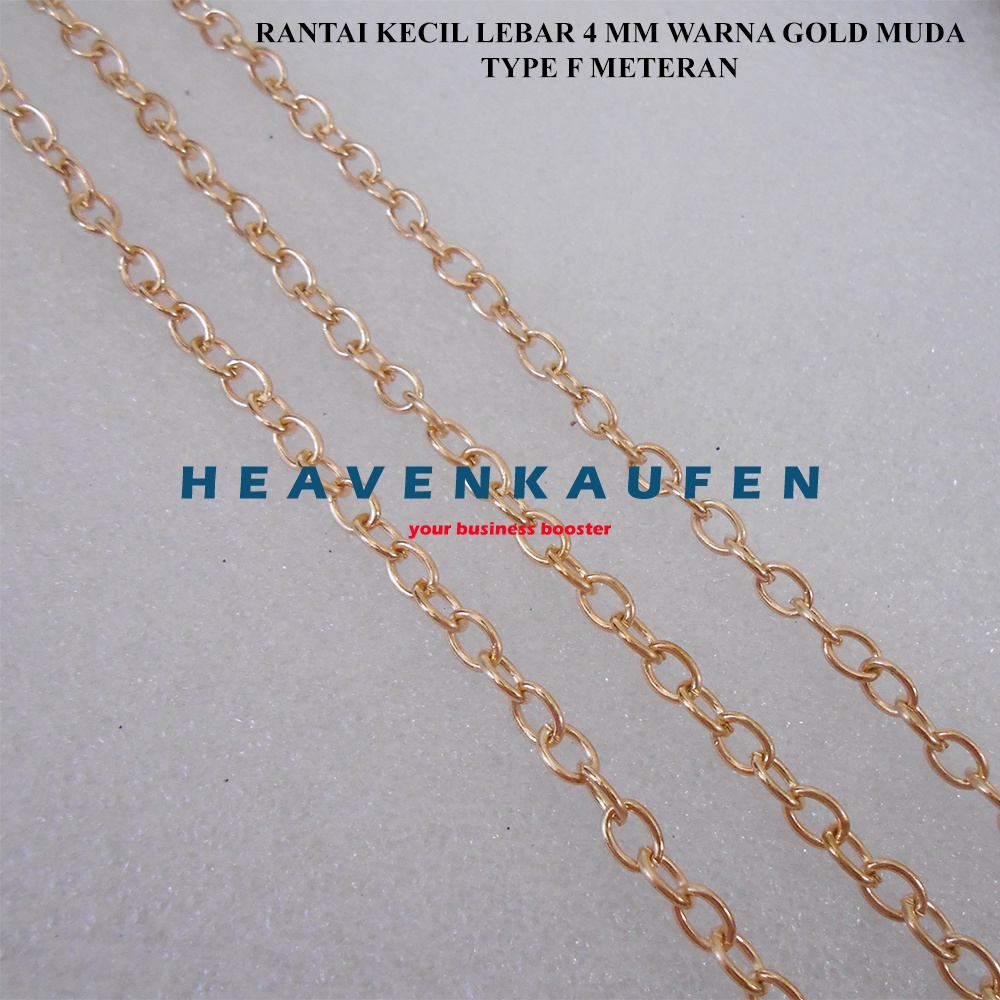 Rantai Nuri Kecil Lebar 4 mm Kode Warna Gold Muda Emas Muda Type F Untuk Strap Masker Craft DIY Dll Meteran