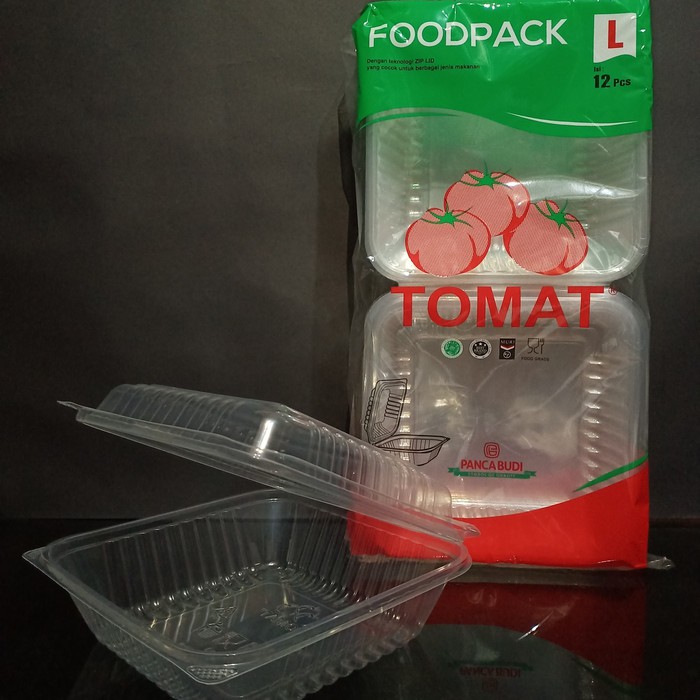 foodpack merk tomat ukuran L bening/mika plastik besar/mika kotak