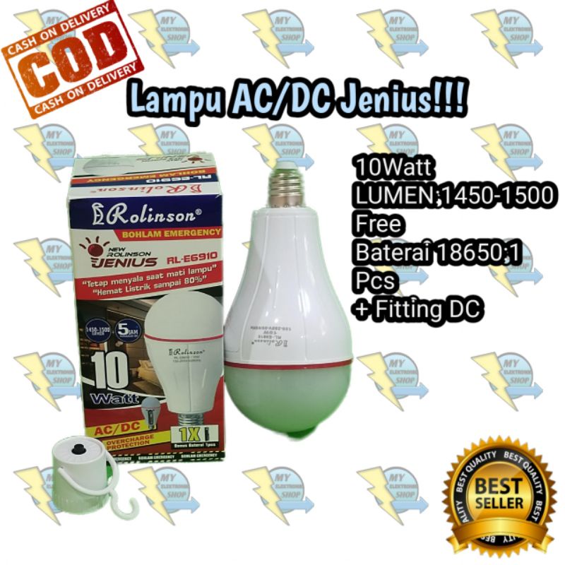 Lampu Emergency 10Watt LED Rolinson, Lampu AC/DC 10W LED, Lampu Magic, Lampu jenius, Lampu Ajaib Rolinson RL-E6910