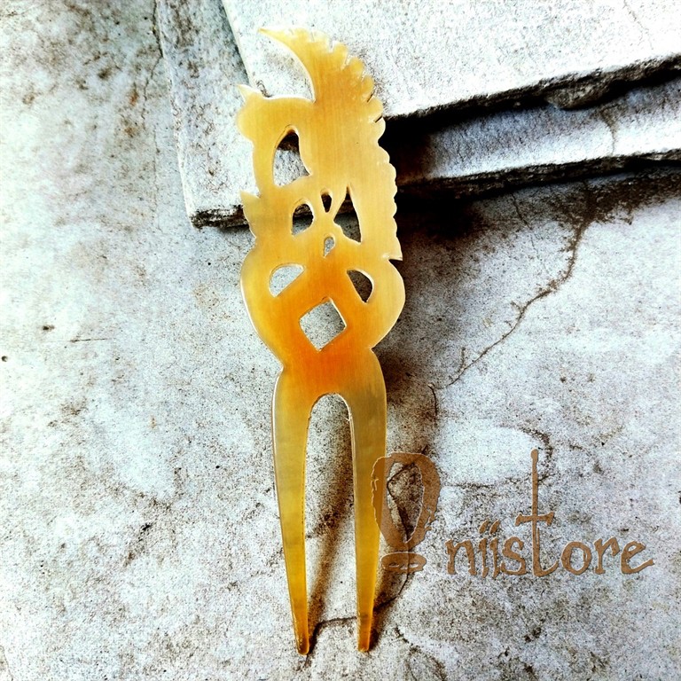 Tusuk Konde bahan tanduk asli /aksesoris rambut unik dari tanduk ukir