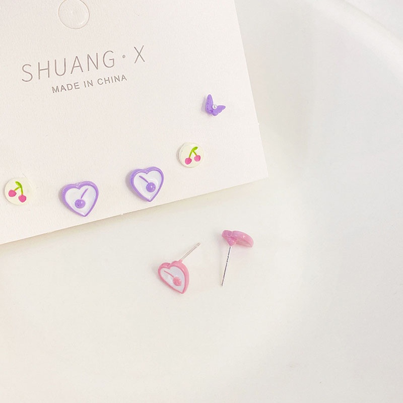 Anting S925 Silver Bentuk Bunga Cherry Warna Permen Untuk Wanita