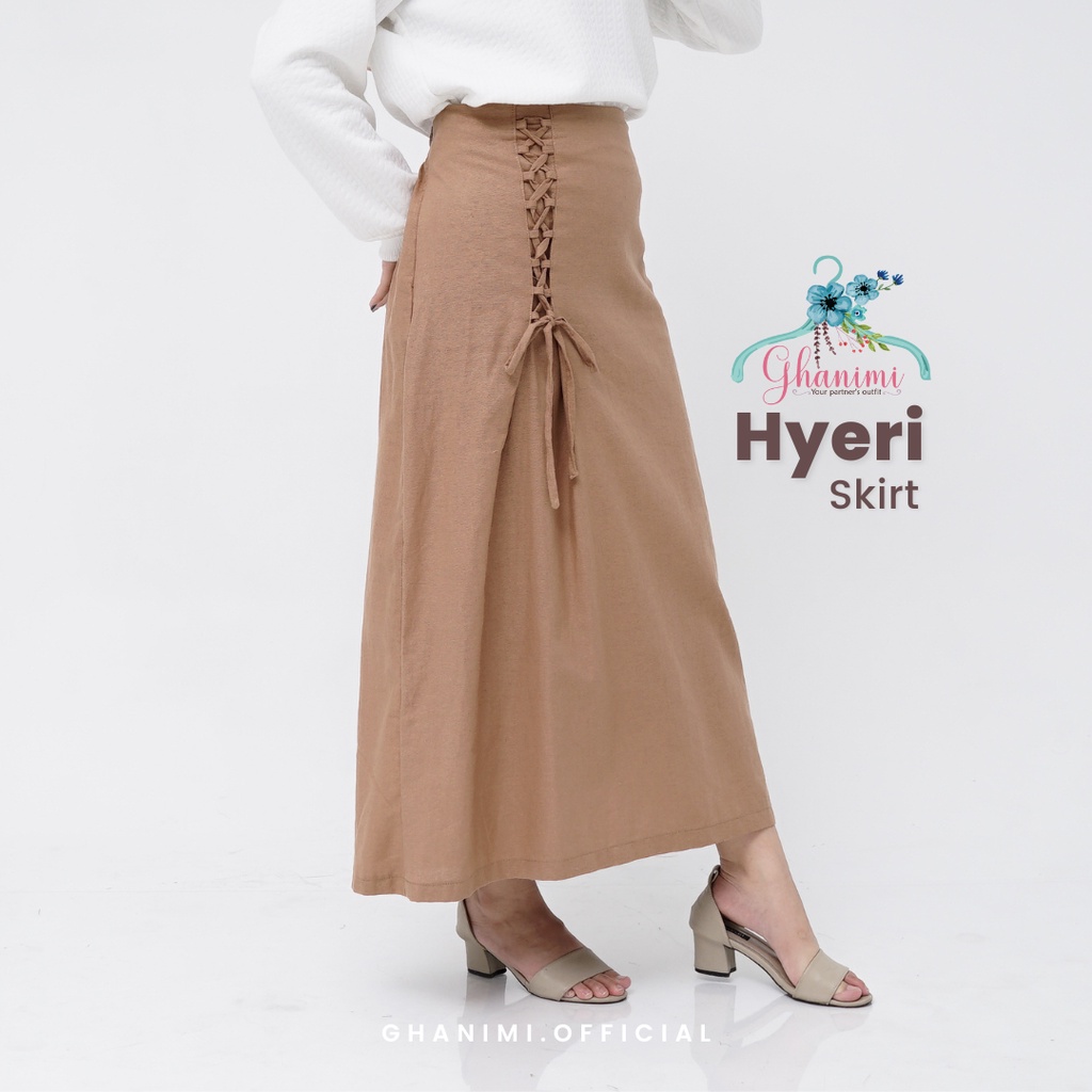 Ghanimi - Hyeri Skirt / Rok Linen Panjang / rok kondangan / rok kasual formal / rok span linen tali / rok span polos / rok vintage korean style