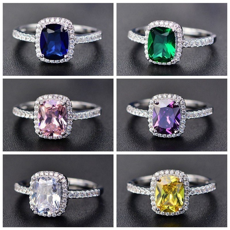 Cincin dengan Batu Sapphire Alami untuk Wanita