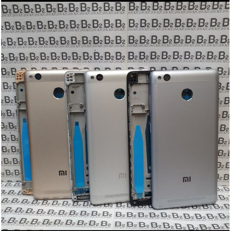 Casing Kesing Fullset Plus Frame Bazzel Bezel tulang tengah backdoor Xiaomi Redmi 3x Original