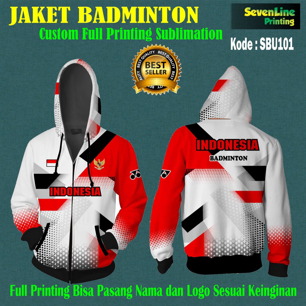 JAKET BADMINTON CUSTOM JAKET BULUTANGKIS JAKET PRINTING CUSTOM JAKET SUBLIM JAKET FULL PRINTING