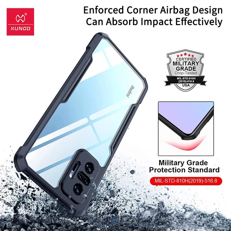 PROMO 2in1 CASE XIAOMI POCO X3 GT Case ShockProof Transparan Free Tempered Glass Full Cover Black