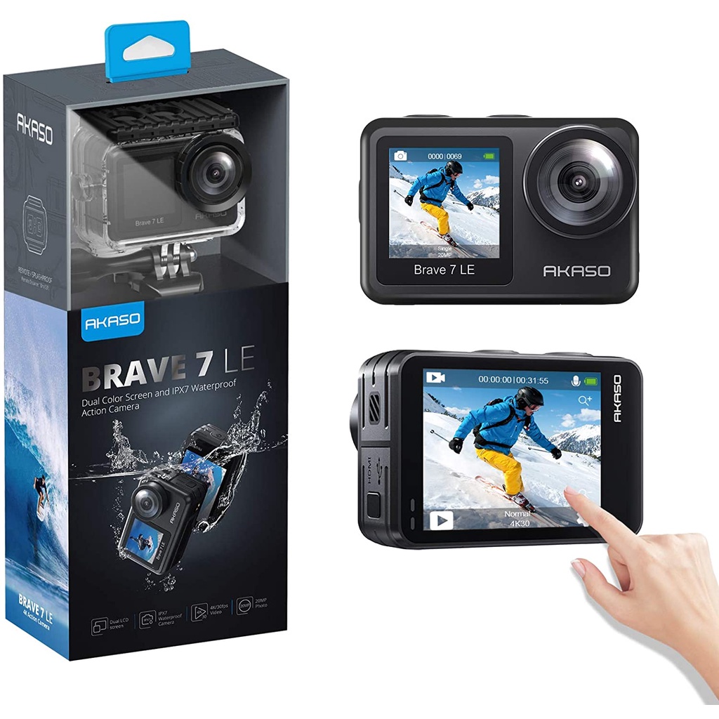 Akaso Brave 7 LE Action Camera 4k 30FPS 20MP Dual Screen Garansi Resmi-4
