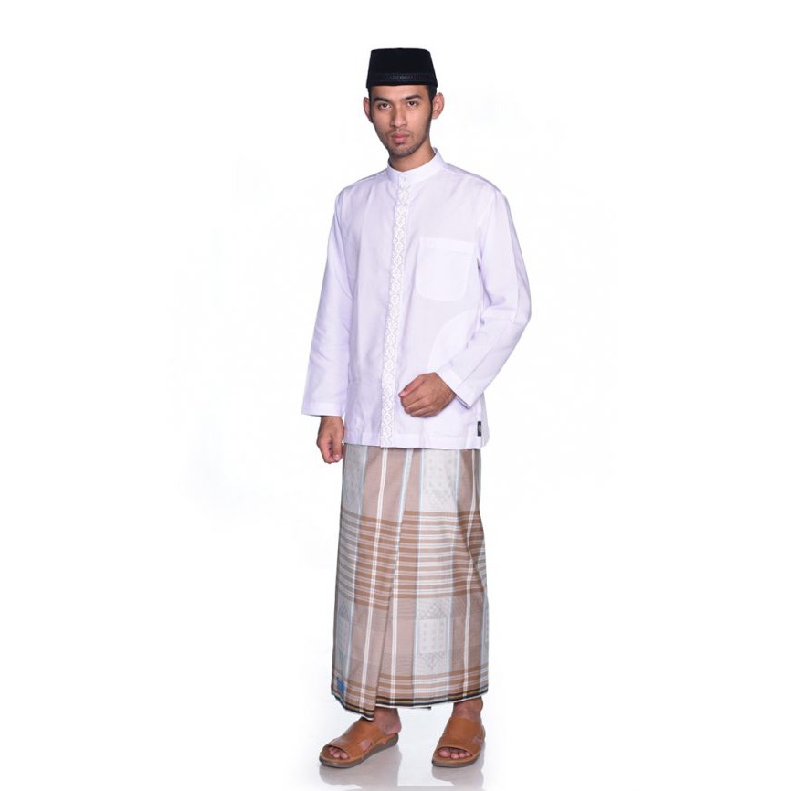 SARUNG BHS TIPE GOLD CLASSIC MOTIF KAWUNG DOBBY BERLIAN VARIAN WARNA KOMBINASI PUTIH DAN KREM