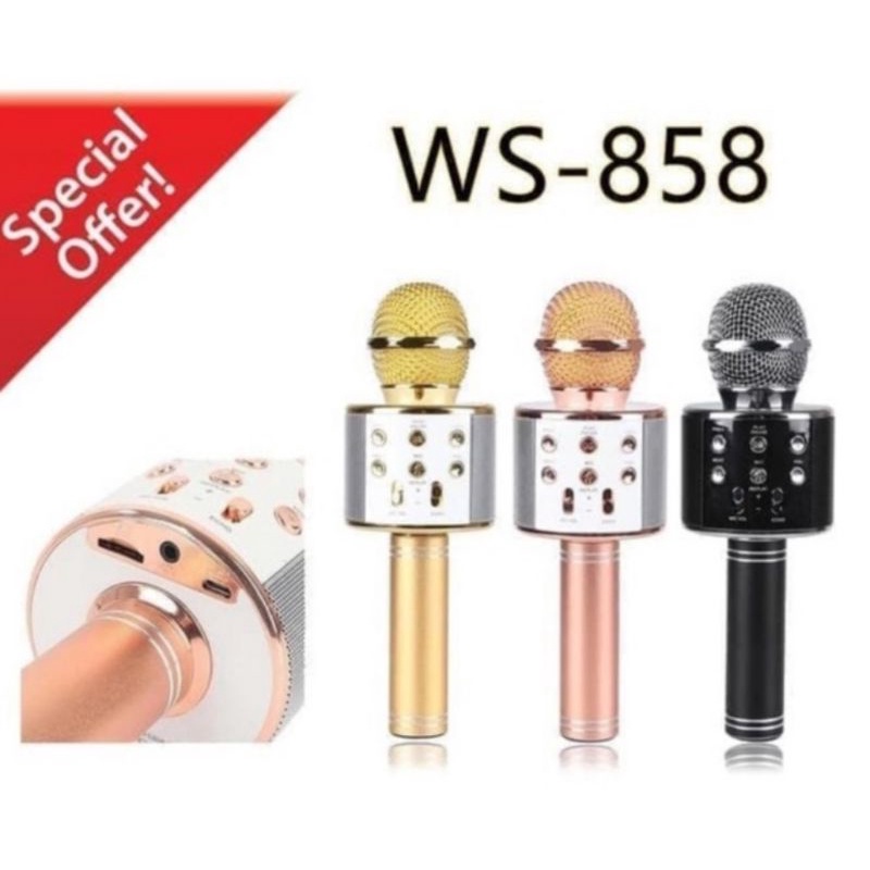 Mic Karaoke Bluetooth Wireless Portable WS - 858 / Mic Speaker Bluetooth Ws 858