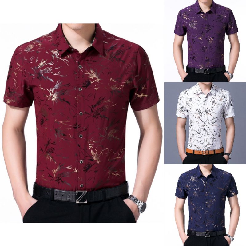 K87 M-6XL Kemeja pria big size impor baju pesta pria baju cowo keren baju kondangan pria kemeja leng