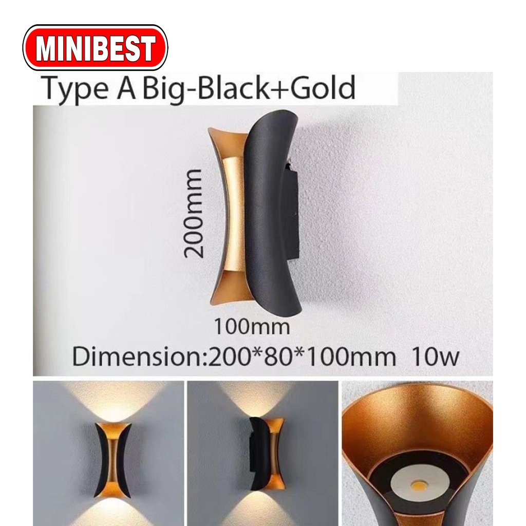 [MB] LAMPU LED DINDING MODERN / LAMPU DINDING LED MINIMALIS / LAMPU TANGGA BLACK GOLD 10W