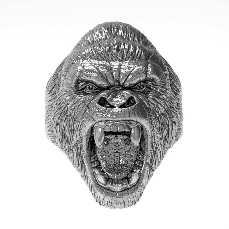 Pop gorilla menderu cincin pria baja titanium