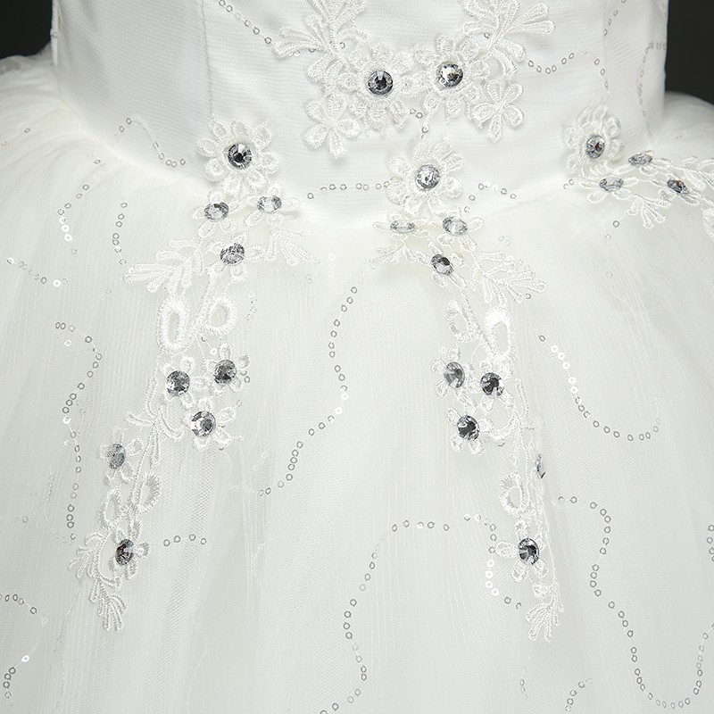 Women Luxurious White Diamond Lace Emboridery Maxi Wedding Dress Bridal Gown Dress