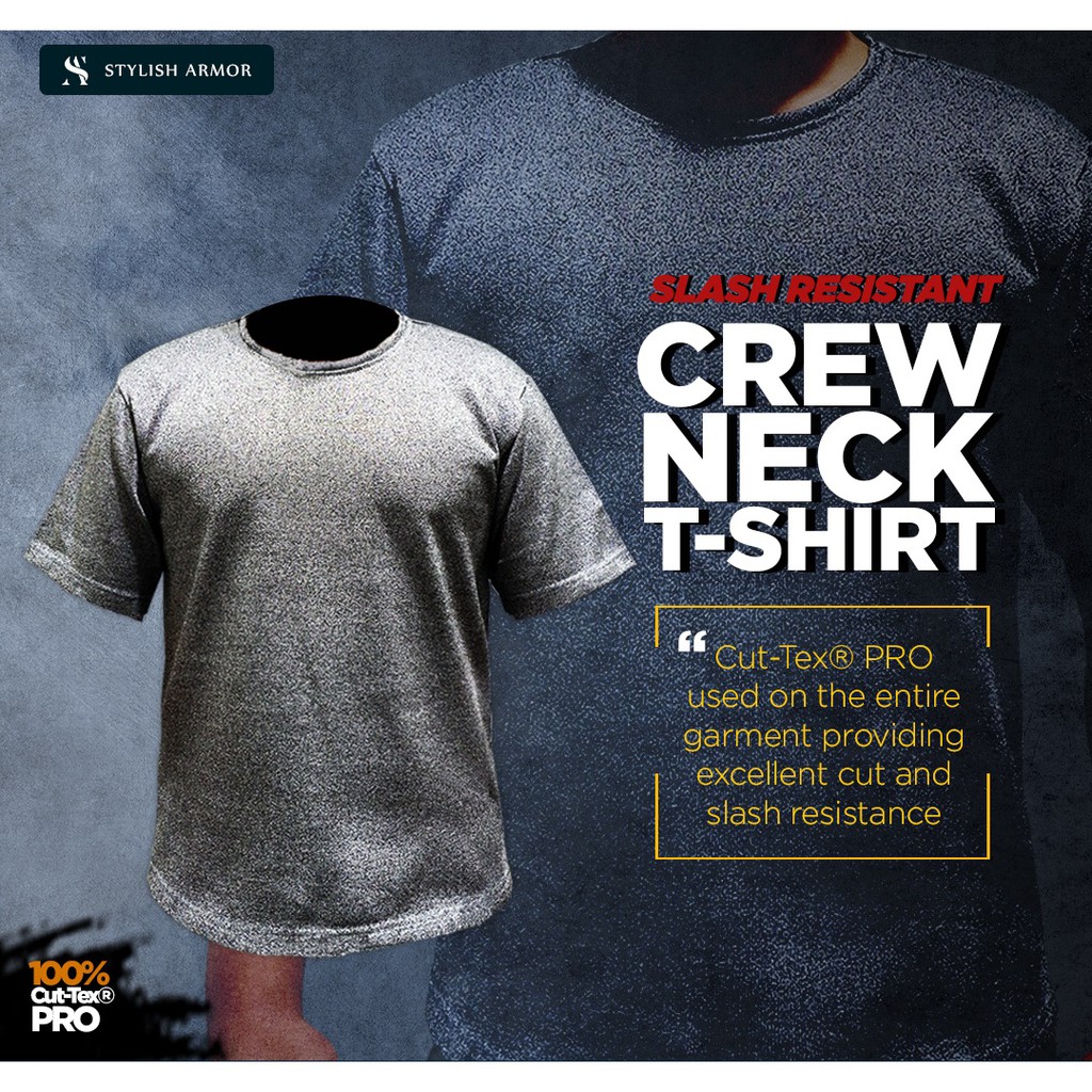 STYLISH ARMOR Crew Neck T-Shirt / Baju anti sajam / Baju anti tusuk