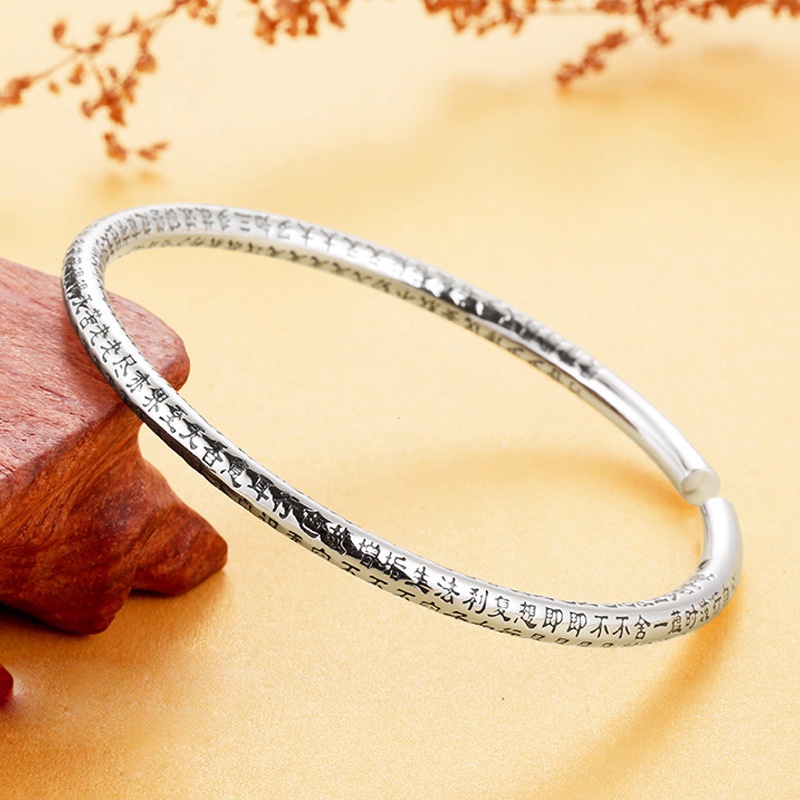 925 murni Perak gelang untuk pria Vintage Sutra Hati Tabung Bulat Gelang Mode perhiasan