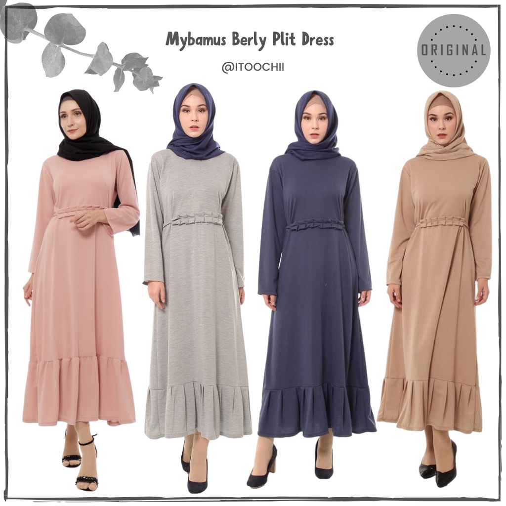 Mybamus Berly Plit Dress Gamis Wanita Gamis Polos Gamis Remaja Maxi Dress