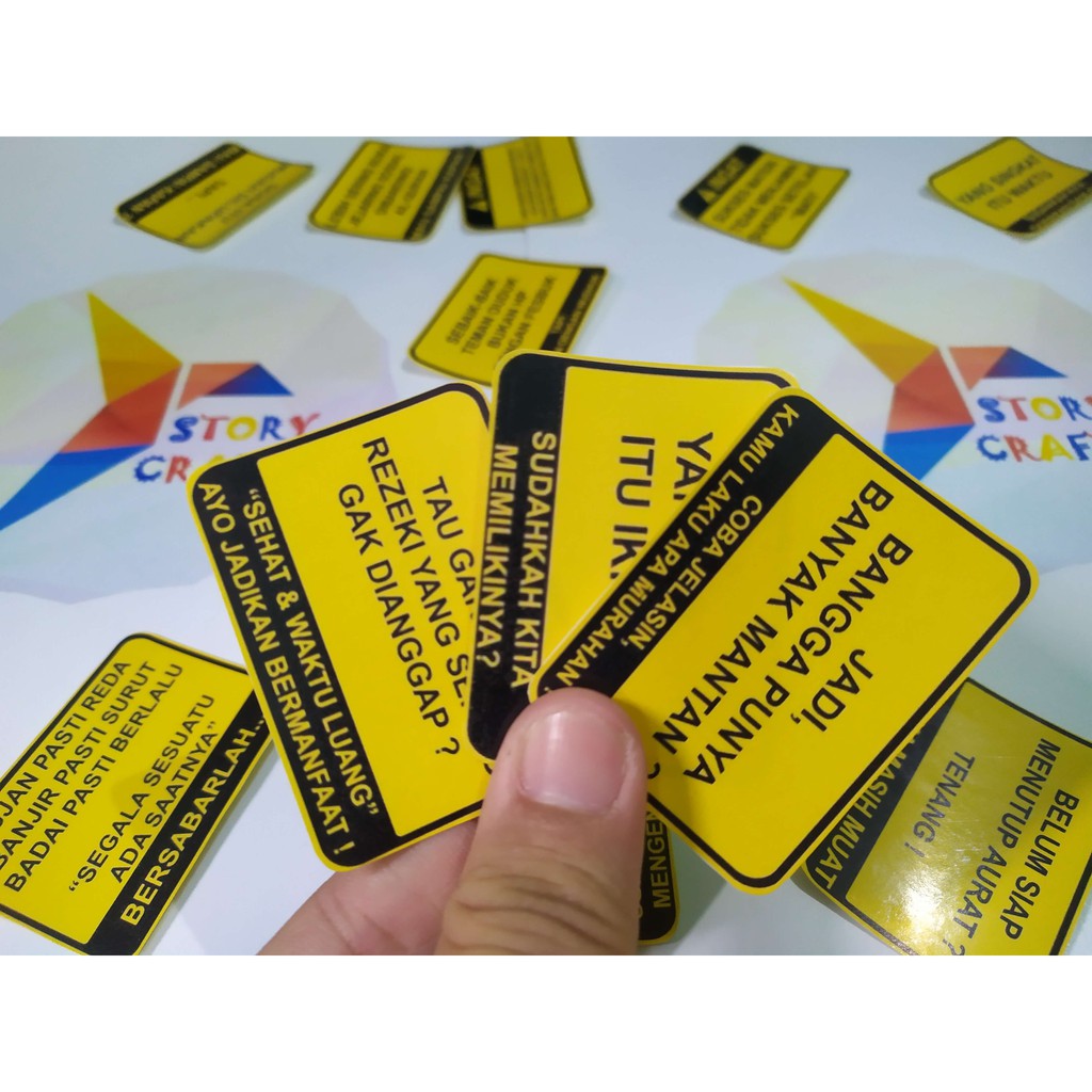 Jual Sticker Warning Perhatian Kata Lucu Kocak Bahan Glosy Chromo