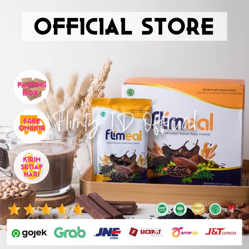 

Flimeal Flimty 2 Box Sereal Protein Tinggi Male Replacement Rasa Cokelat BPOM Grab Gojek