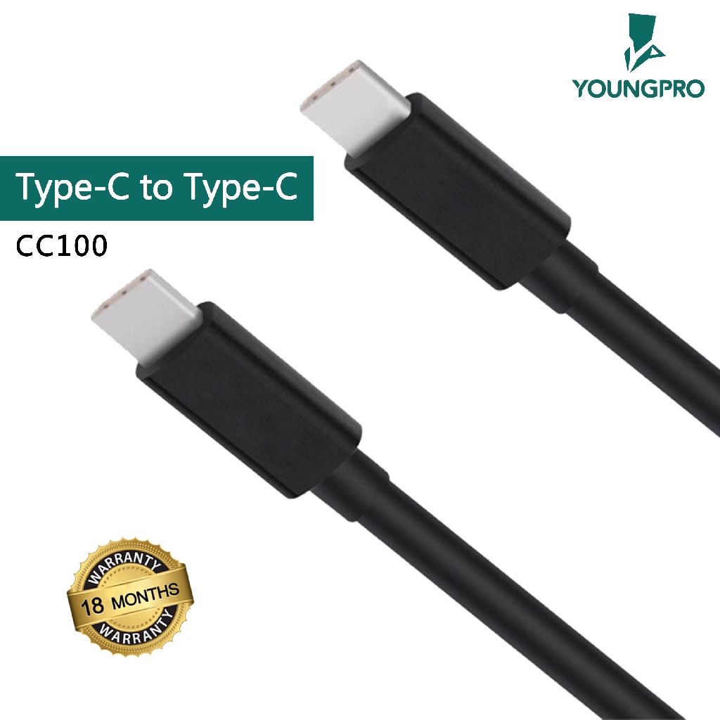 YOUNGPRO CC-100 Power Delivery Cable 100cm Cable USB Type C to USB Type C + Data Transfer