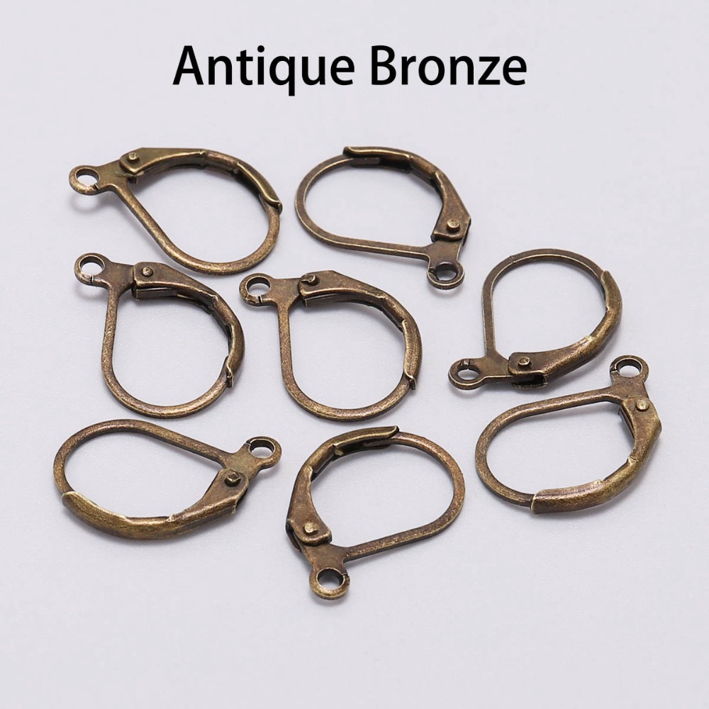 20pcs / Lot Kait Anting Hoops Ukuran 15x10mm Warna Silver Gold Untuk Membuat Perhiasan Diy