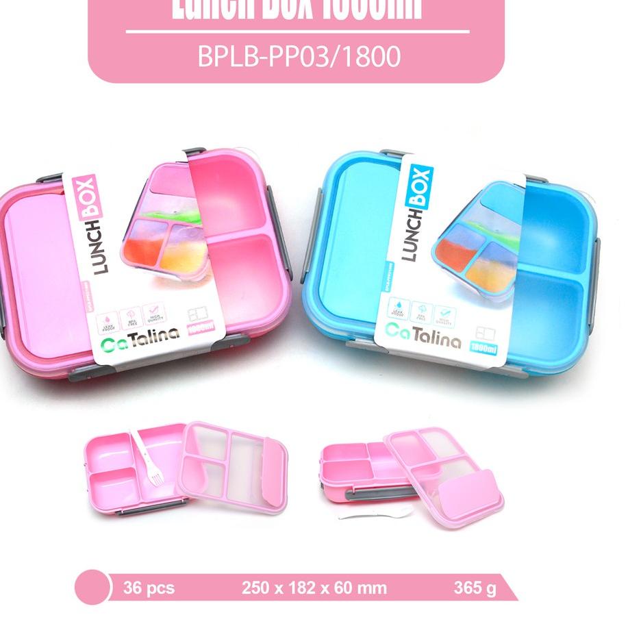 ➸ CaTalina Kotak Makan Lunch Box Anti Bocor Campur 2 Dan 3 Sekat ♛