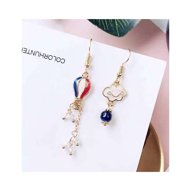 LRC Anting Tusuk Fashion Multi-color Hot Air Balloon Shape Decorated Earrings A57155