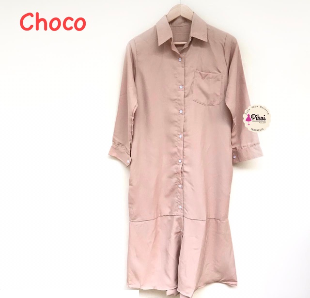 Gamis kemeja / kemeja gamis murah / gamis hitam polos / gamis kancing hidup / gamis busui murah 1257