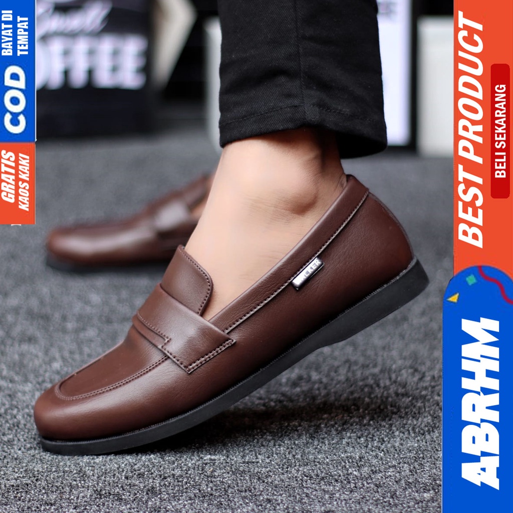 Abrhm Bruno - Sepatu Formal Casual Pria Pantofel Kerja Hitam