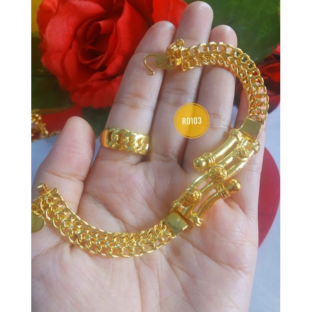 Gelang Titanium/Cincin Titanium/lapis emas 24k/lapis kristal