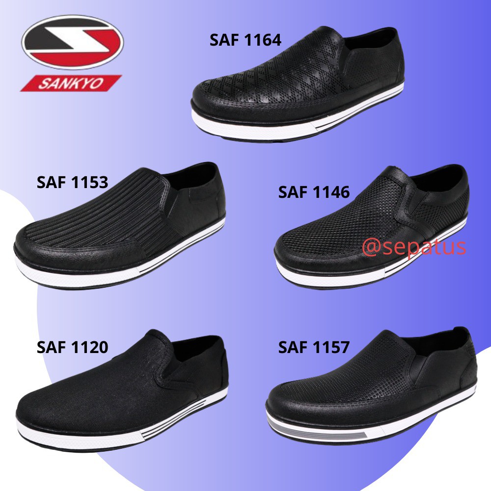 Jual Sankyo Sepatu Karet Sepatu Anti Air Pria Slip On Hitam Putih Shopee Indonesia