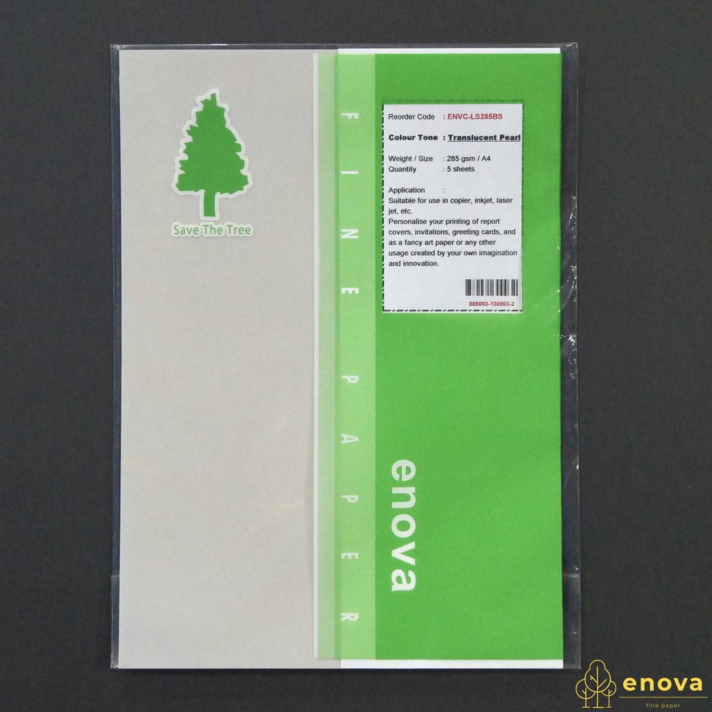 

Fancy Art Paper ENOVA | Translucent Pearl | A4 285GSM (Transparan)