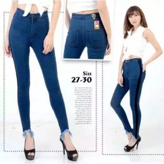 SALE Celana Jeans Stretch Highwaist Gradasi Rawis