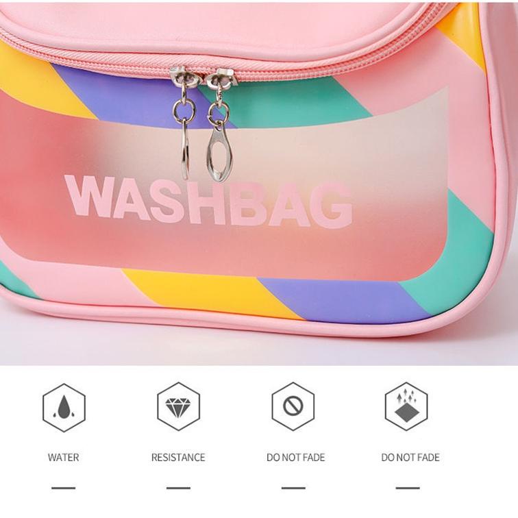 V67Q FXG - Tas Kosmetik Travel Pum WashBag Transparan Anti Air Pounch Make UP TK08