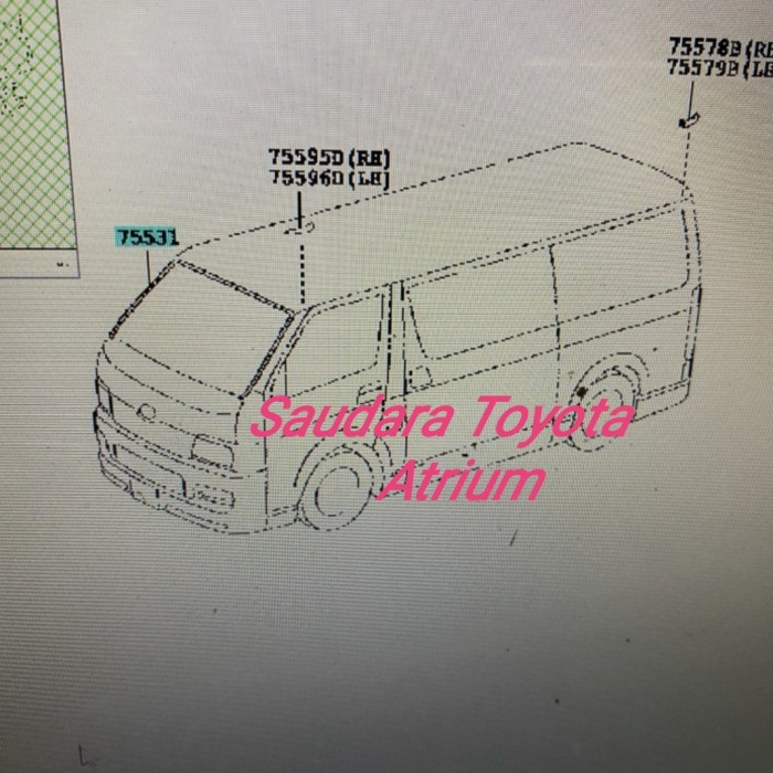 Karet kaca depan list lis kaca depan hiace commuter original toyota