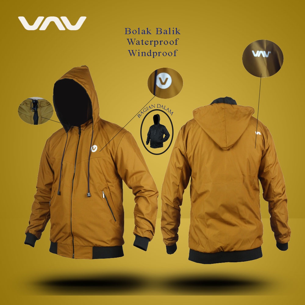 Jaket Bolak Balik Pria dan Wanita Sporty Outer Wear Running Waterproof Windproof Premium