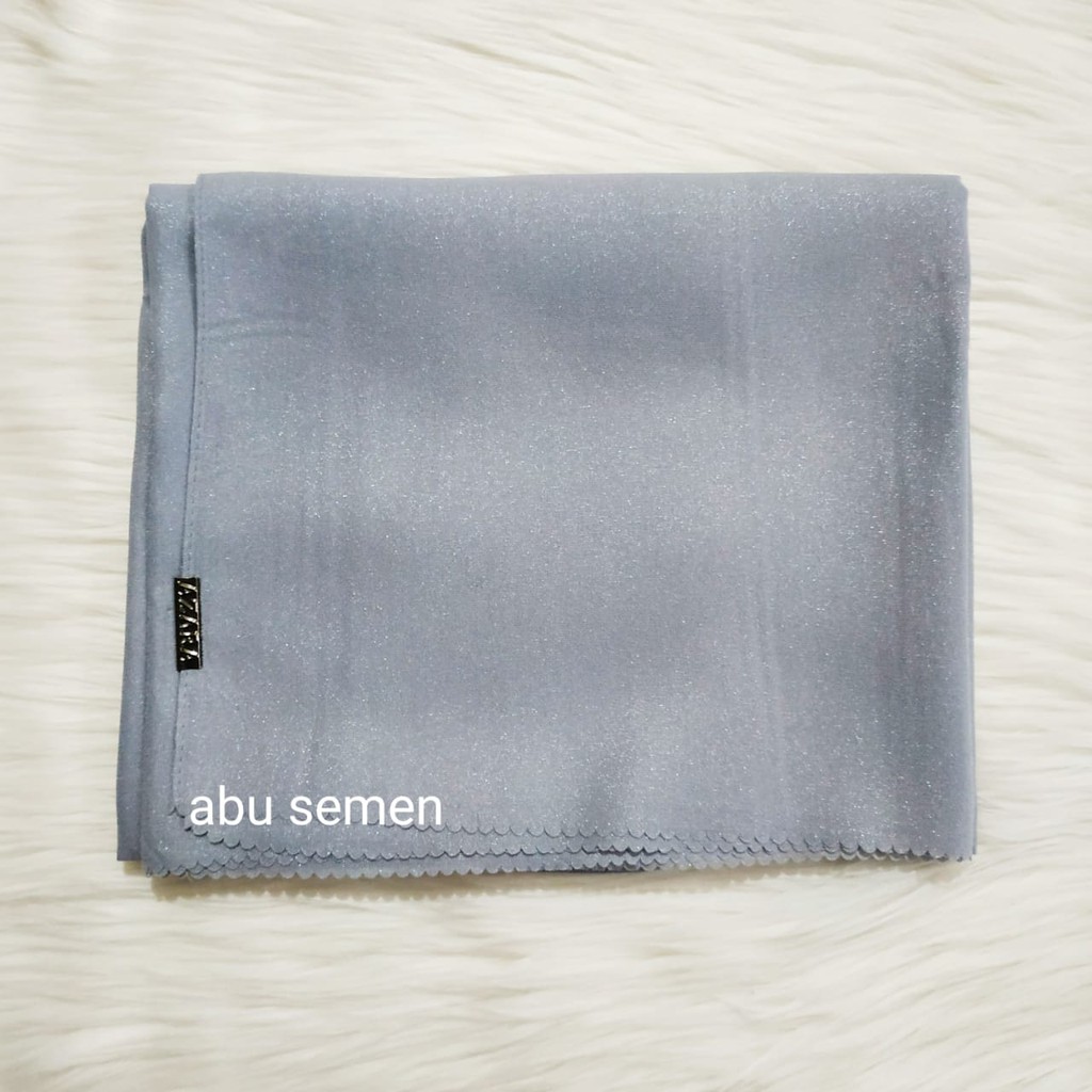 Termurah PASHMINA Nur Shinar LC Azara / PASMINA Glowing Nur Shinar lc/ PASMINA sinar lc-Abu semen