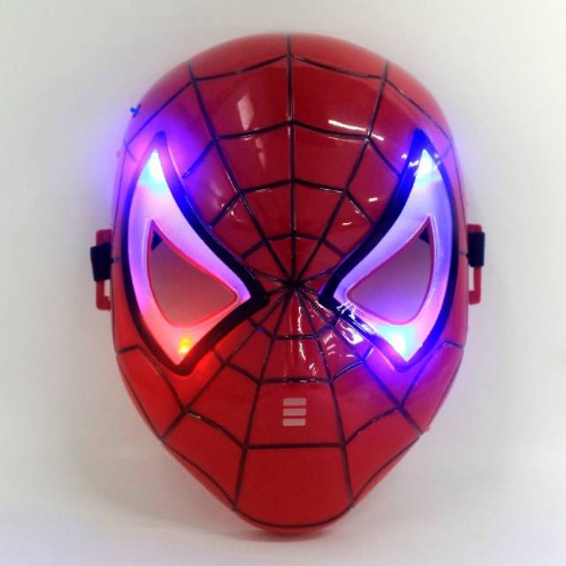 Mainan topeng spiderman LED Edukasi - Cosplay mask nyala lampu anak edukatif