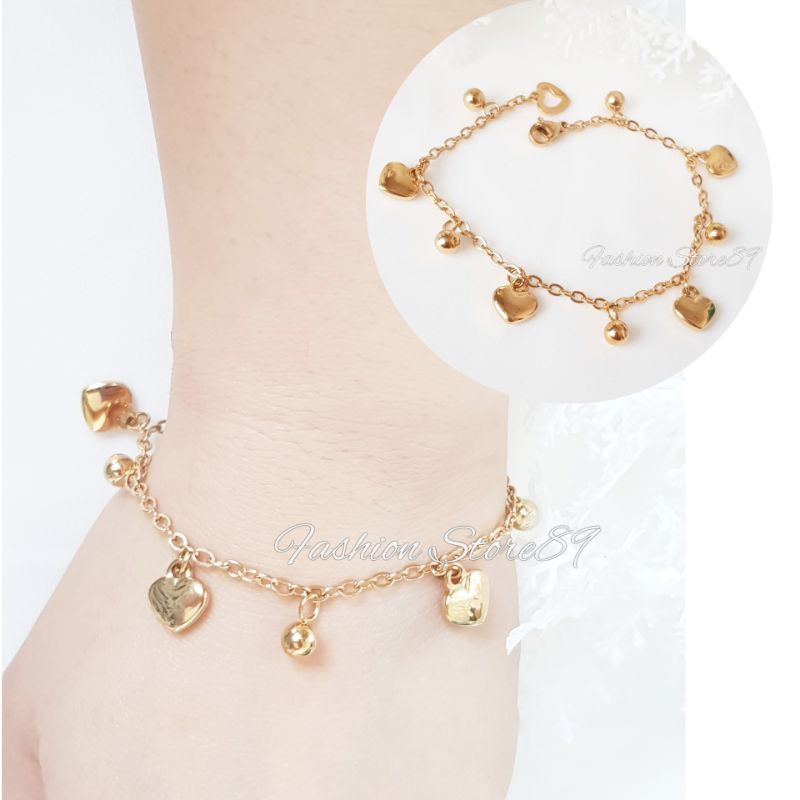 Ready Gelang Love gelang tangan Gold titanium antikarat import fashion jurai