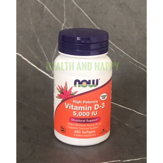 NOW VITAMIN D3 D-3 5000 IU 5.000 IU 5000IU 5.000IU 240 SOFTGEL