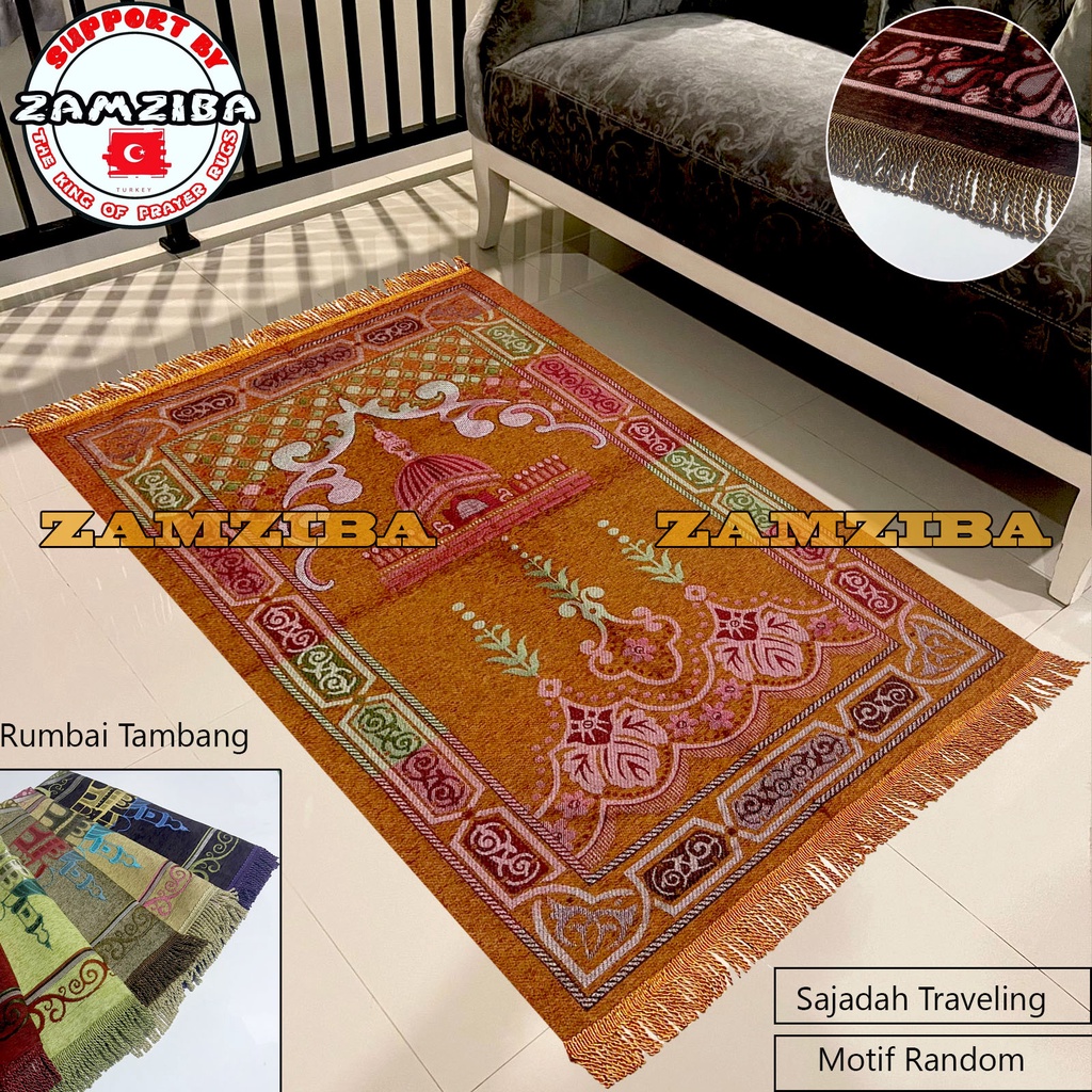 Sajadah Turki Chenil Tambang Raudah 70x110 cm Tebal Lembut Halus Timbul  Sejadah Traveling